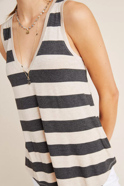 Gestreepte tanktop met V-hals