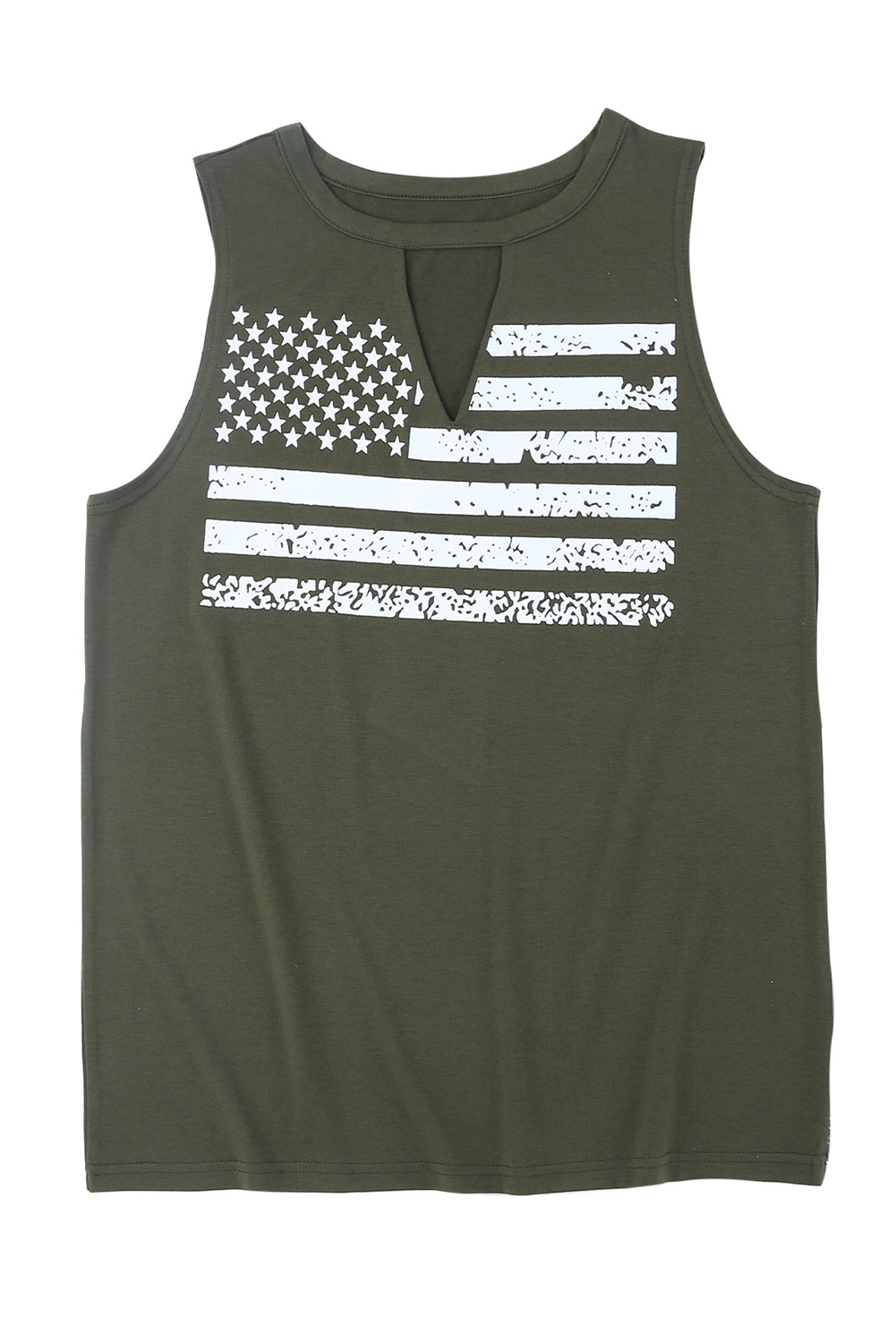 Groene uitgesneden tanktop met Amerikaanse vlagprint