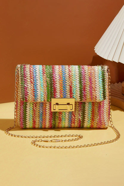 Multicolour Bohemian Woven Gold Chain Shoulder Bag