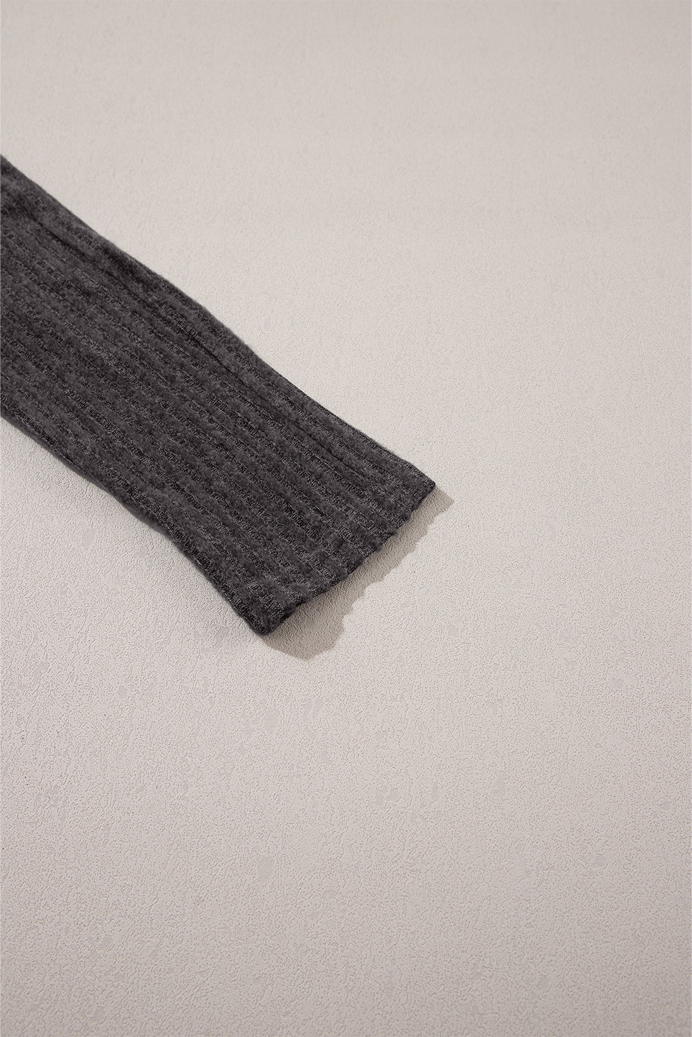 Gray Wide Waistband Ribbed Textured Knit Leggings