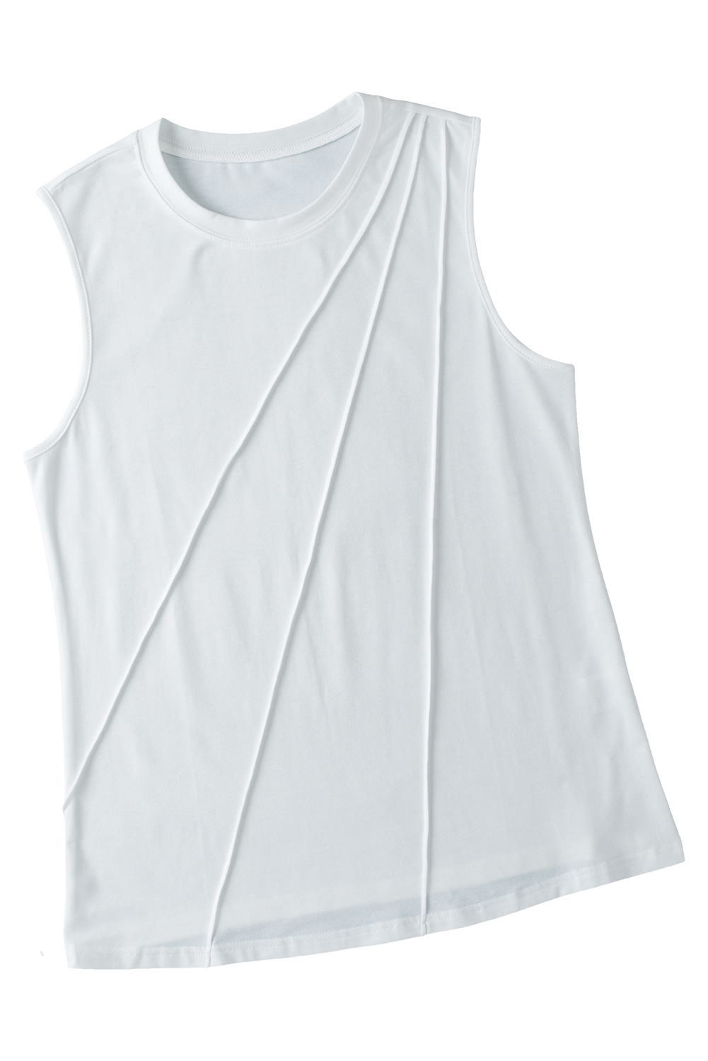 Zwarte geplooide tanktop met ronde hals