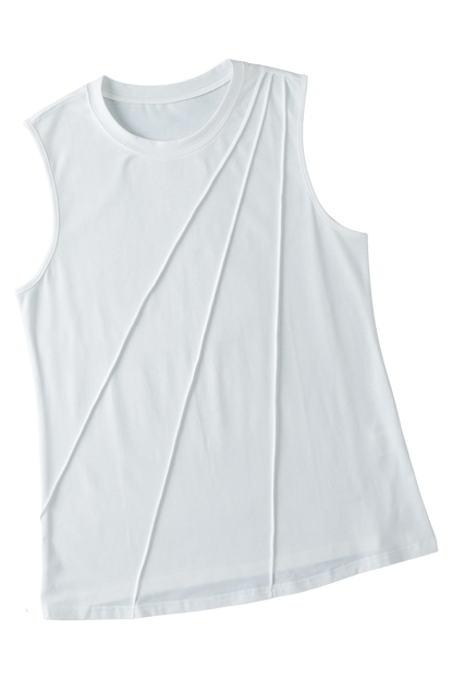 Zwarte geplooide tanktop met ronde hals