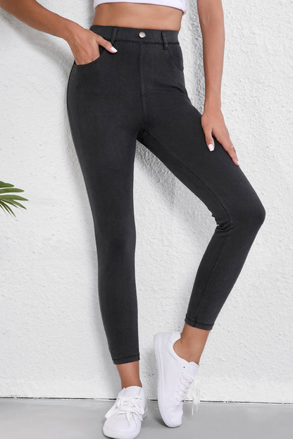 Zwarte skinny fit enkelhoge taille jeans