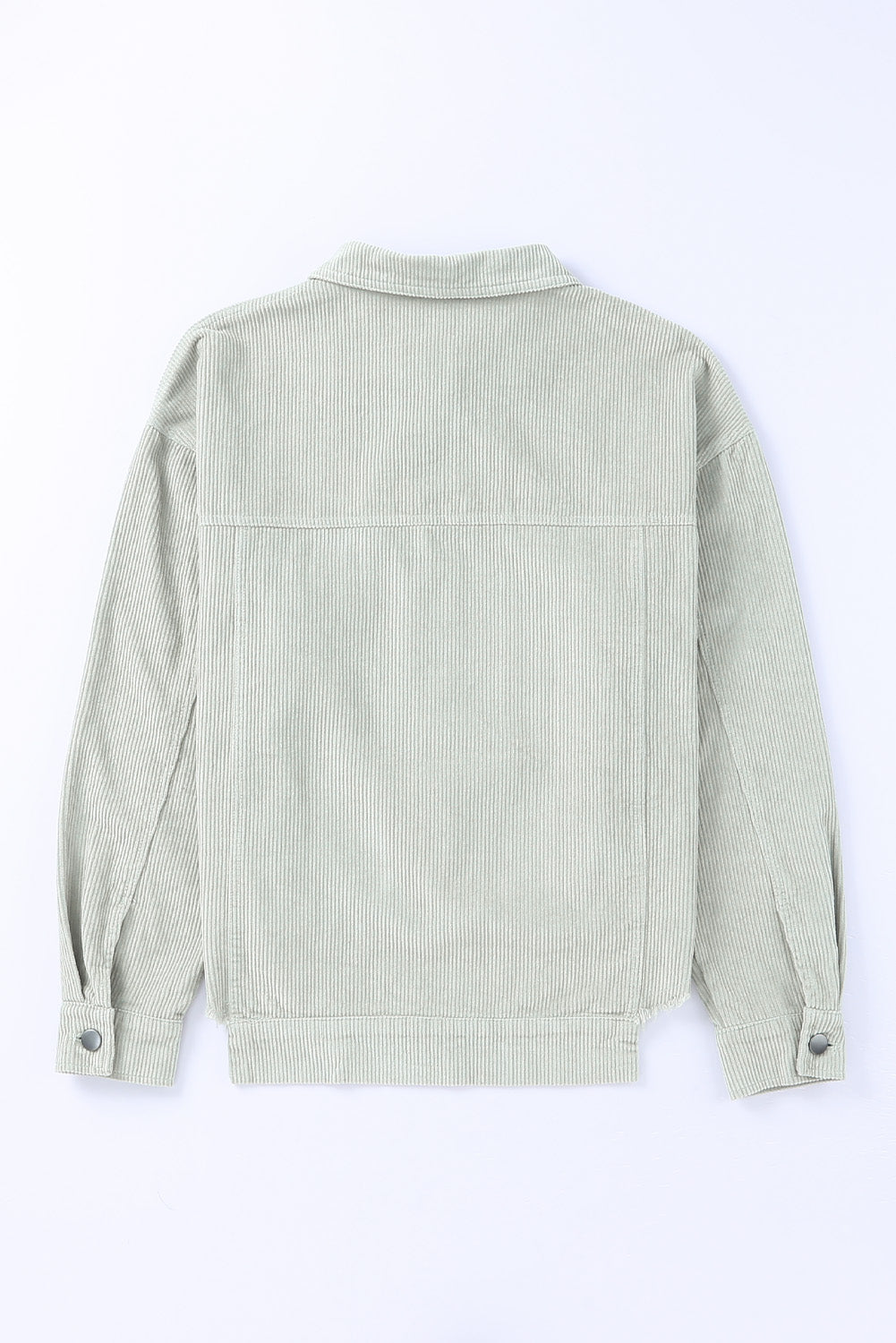 Hemelsblauwe, rauwe zoom met klepzakken en een cropped corduroy jack