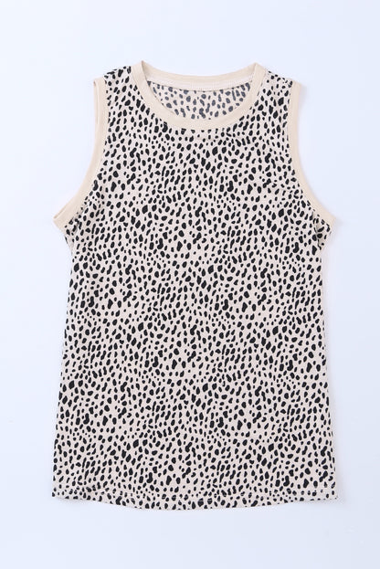 Tanktop met ronde hals en luipaardprint