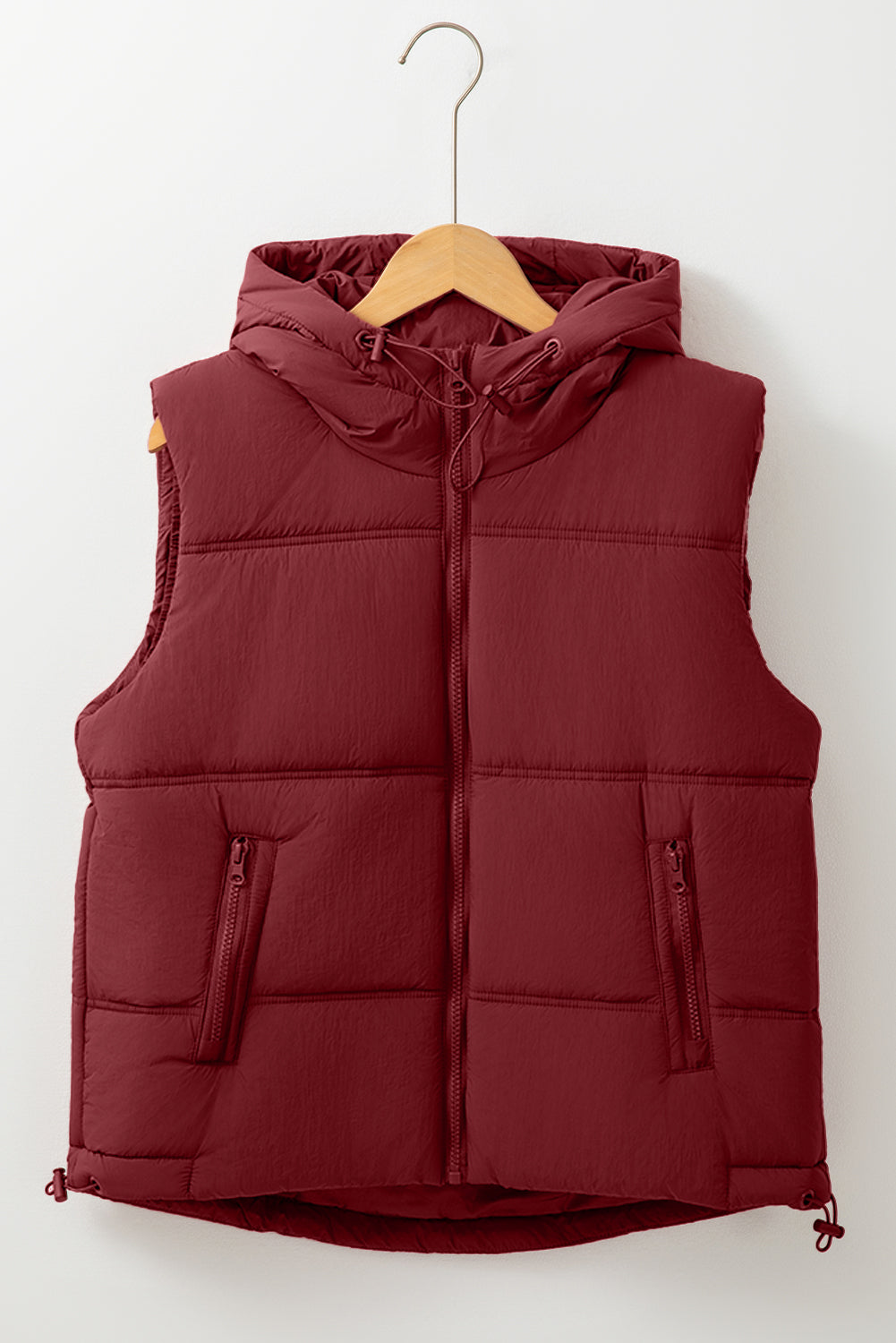 Klei Zip-up Zijzakken Capuchon Puffer Vest