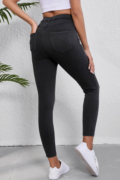 Zwarte skinny fit enkelhoge taille jeans