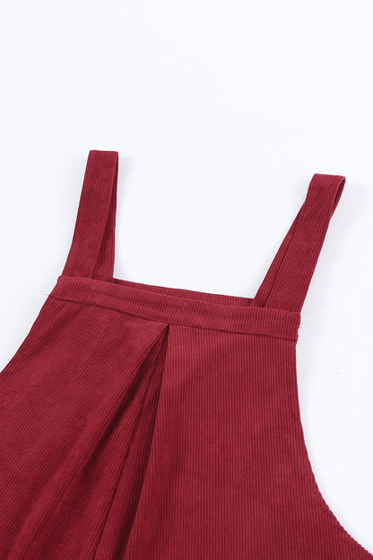 Zwarte effen corduroy overall met wijde pijpen