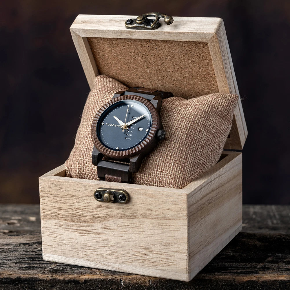 Houten herenhorloge quartz horloge