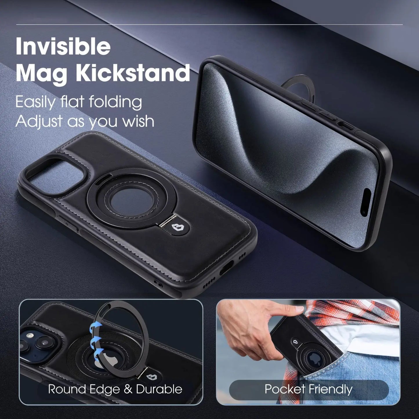 Premium magnetische telefoonhoes met ringstandaard