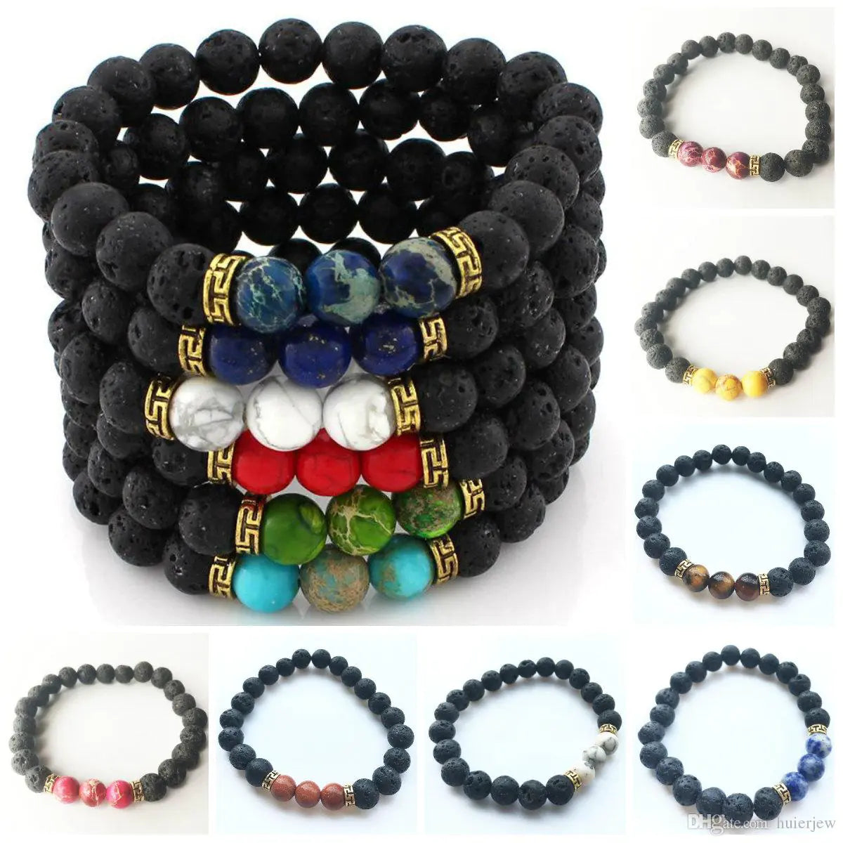 Lava Rock steen kralen armband charme