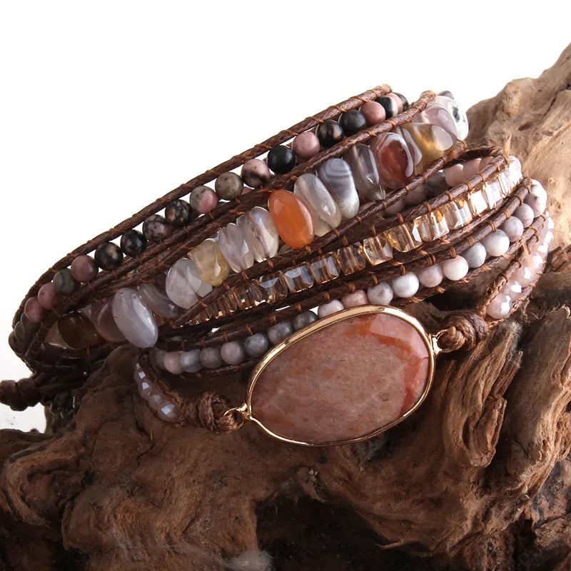 Boheemse natuurstenen bedelarmband