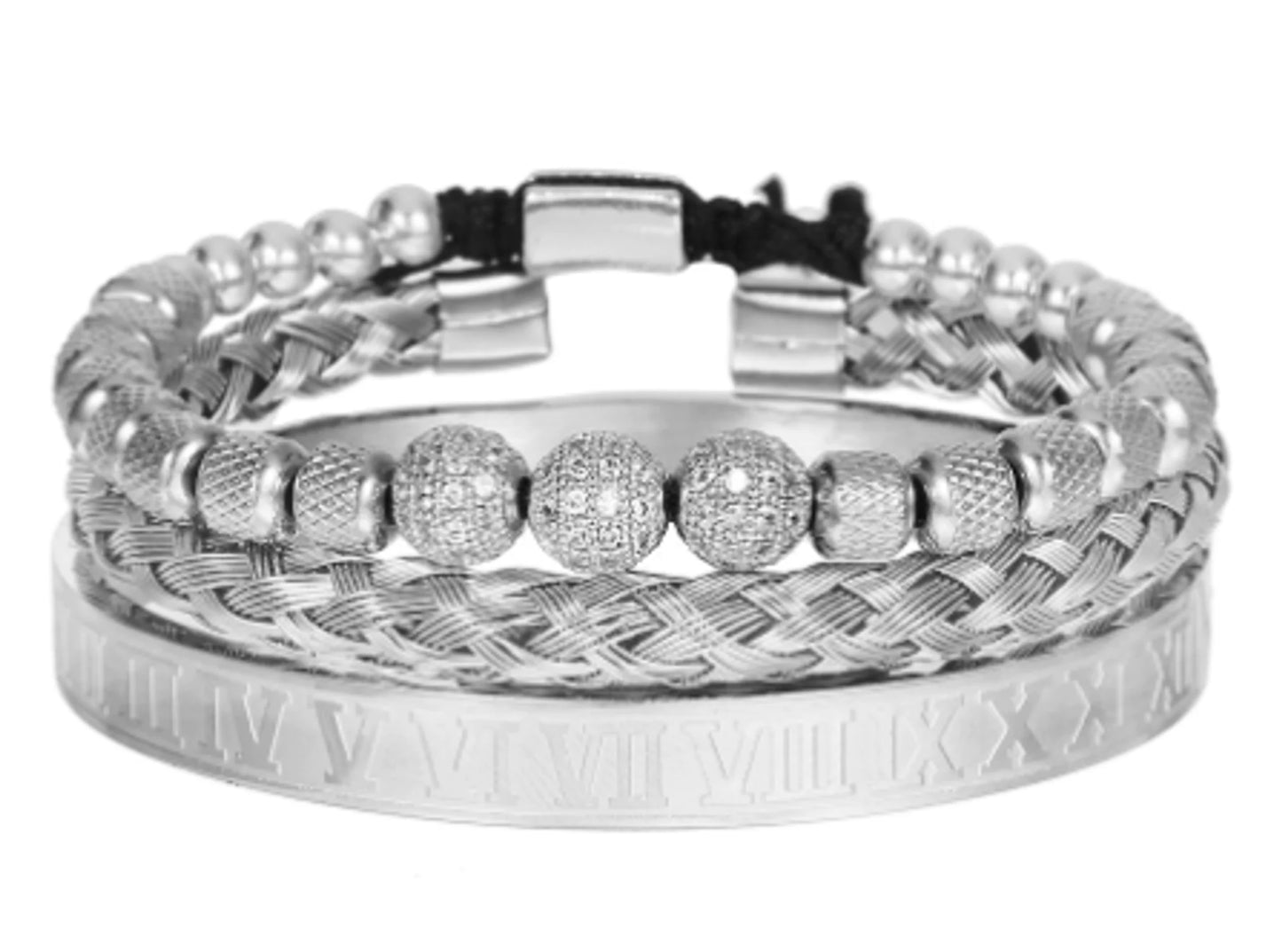 Luxe Micro Pave CZ ronde kralen Royal Charm herenarmbanden