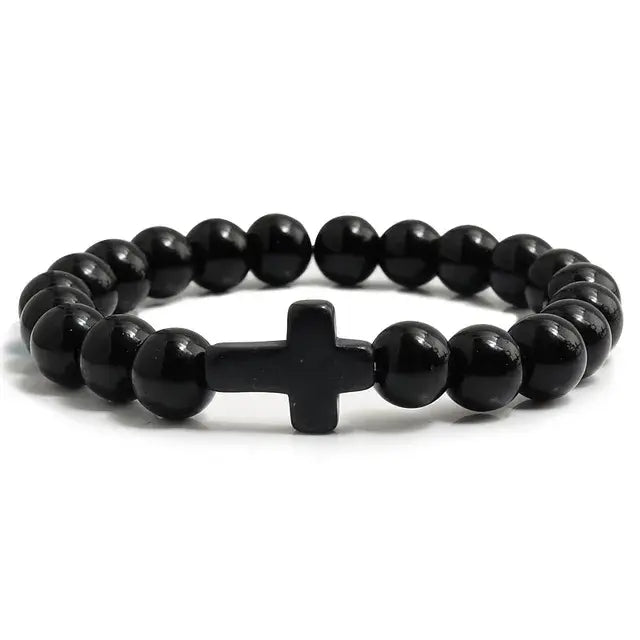 Lava Stone Cross Bracelet