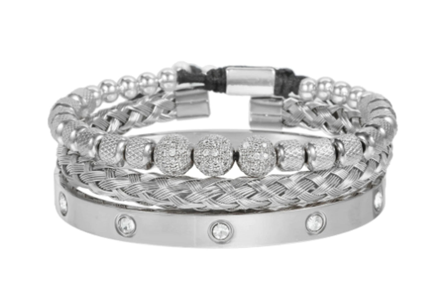 Luxe Micro Pave CZ ronde kralen Royal Charm herenarmbanden