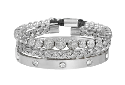 Luxe Micro Pave CZ ronde kralen Royal Charm herenarmbanden