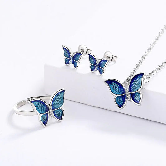 Collier papillon en micro-émail