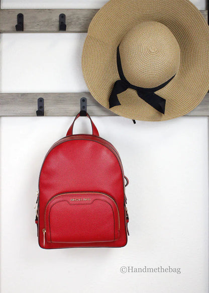 Michael Kors Jaycee Medium Red Zip Pocket Backpack