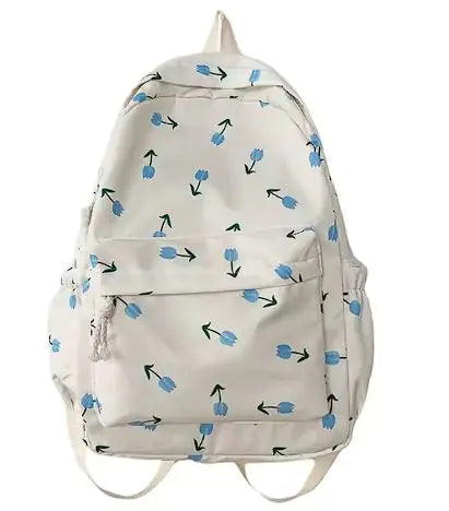 Floral White School Backpack