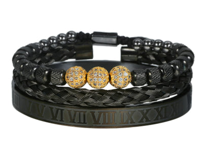 Luxe Micro Pave CZ ronde kralen Royal Charm herenarmbanden