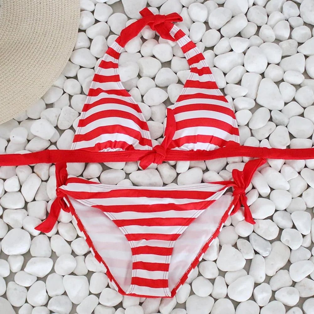 2020 Gestreepte push-up bikini-badkleding voor dames