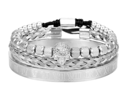 3 stks/set Handgemaakte Mannen Armband Micro Pave CZ Skeletschedel