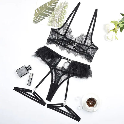 Transparante kanten lingerieset