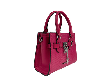 Michael Kors Hamilton XS Pink Snake Satchel Crossbody