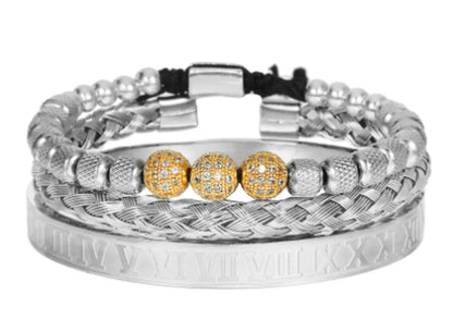 Luxe Micro Pave CZ ronde kralen Royal Charm herenarmbanden