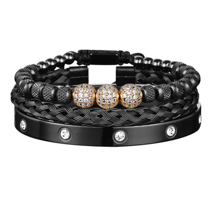 Luxe Micro Pave CZ ronde kralen Royal Charm herenarmbanden