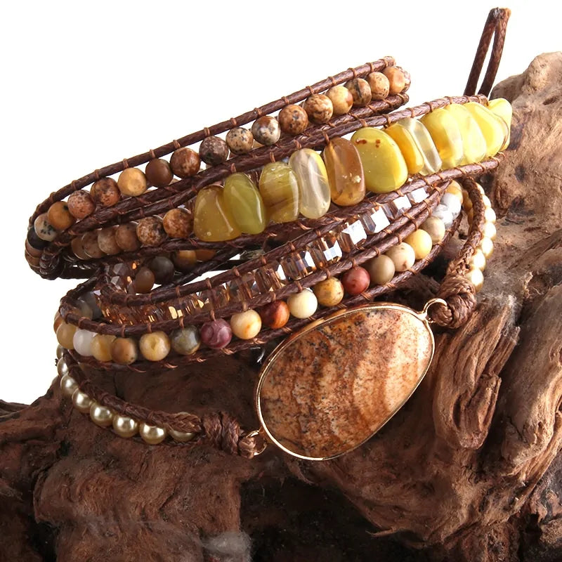 Boheemse natuurstenen bedelarmband