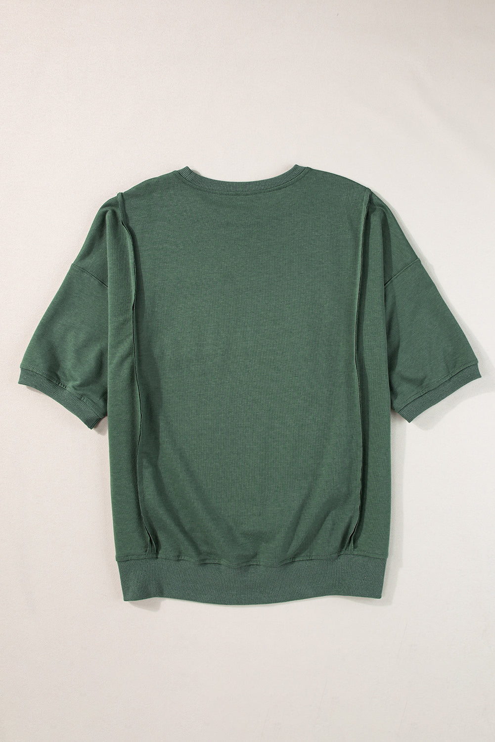 Laurel Green Blootgestelde Naad Borstzak Split Los T-shirt