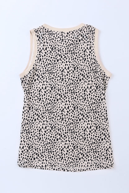 Tanktop met ronde hals en luipaardprint