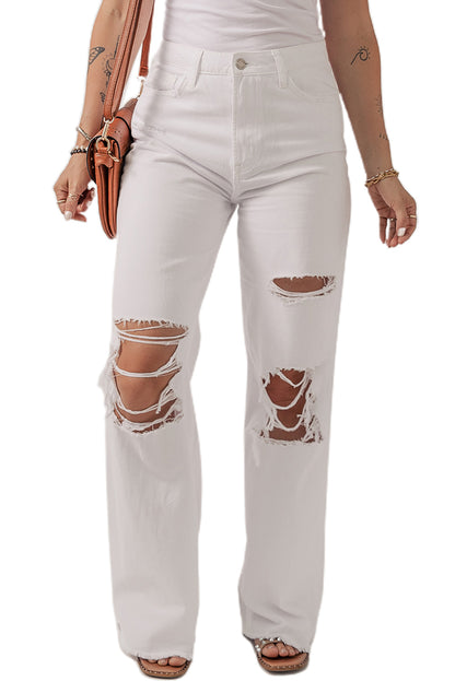 Felwitte zware distressed straight leg jeans