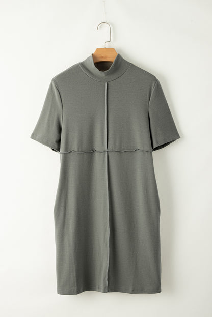 Laurel Green High Neck Cross Seam T-shirt Dress