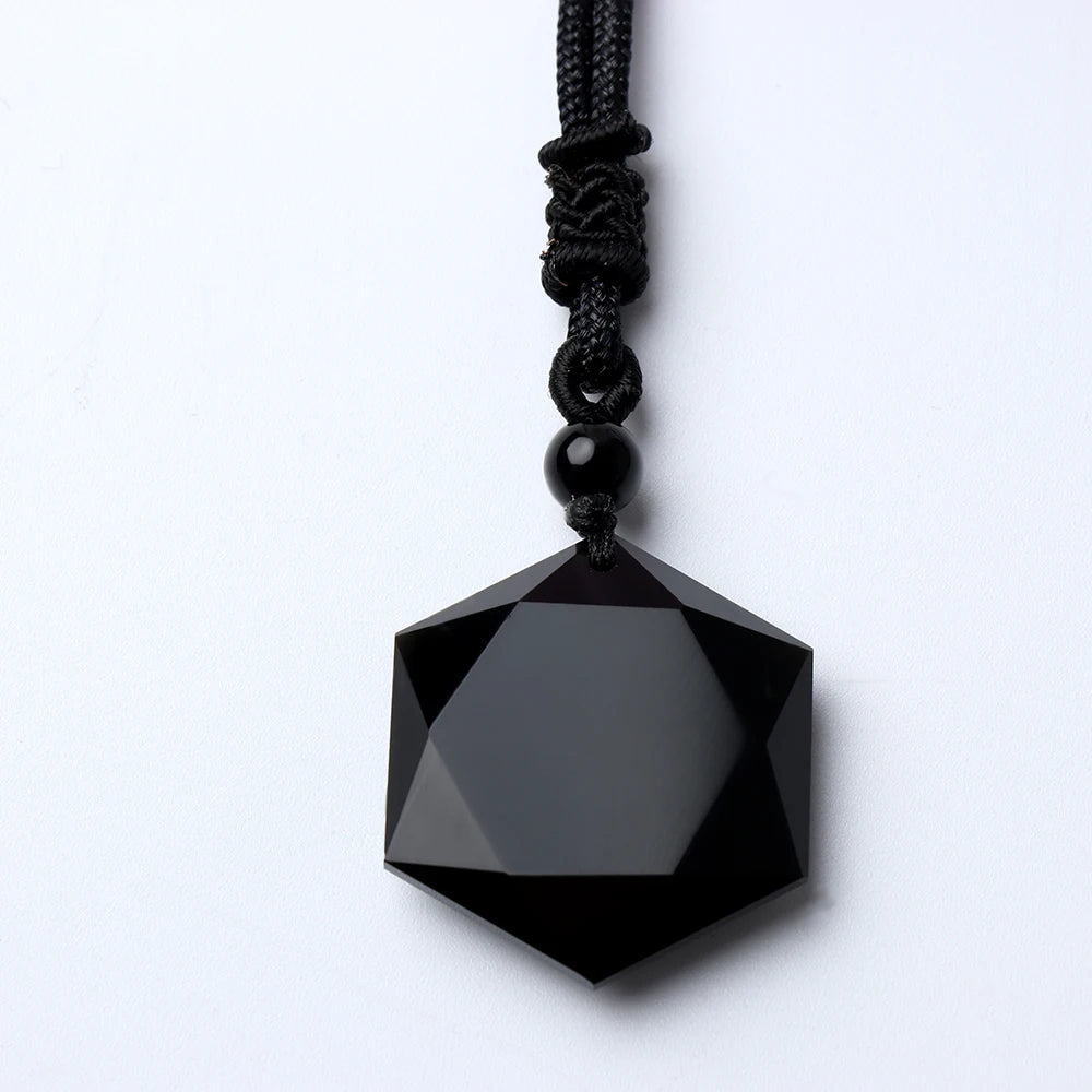 Zwart Obsidiaan Zes Sterren Geluksamulet