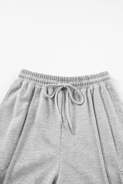 Light Grey Drawstring Waist Cargo Sweatpants