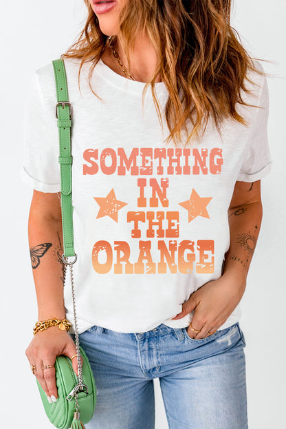 Wit SOMETHING IN THE ORANGE Grafisch T-shirt met ronde hals