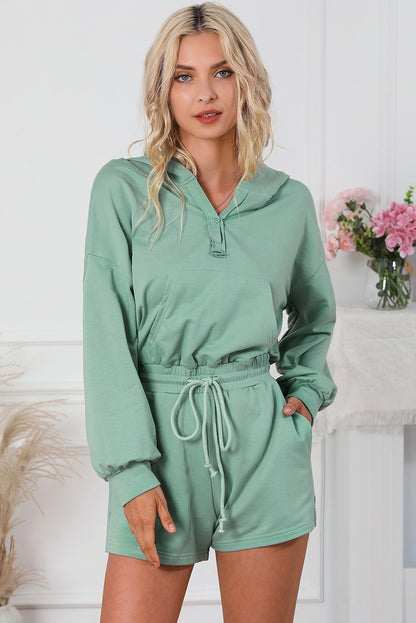 Blauwe Franse Terry Hoodie Romper