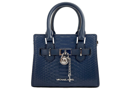 Michael Kors Hamilton XS Navy Snake Satchel Crossbody