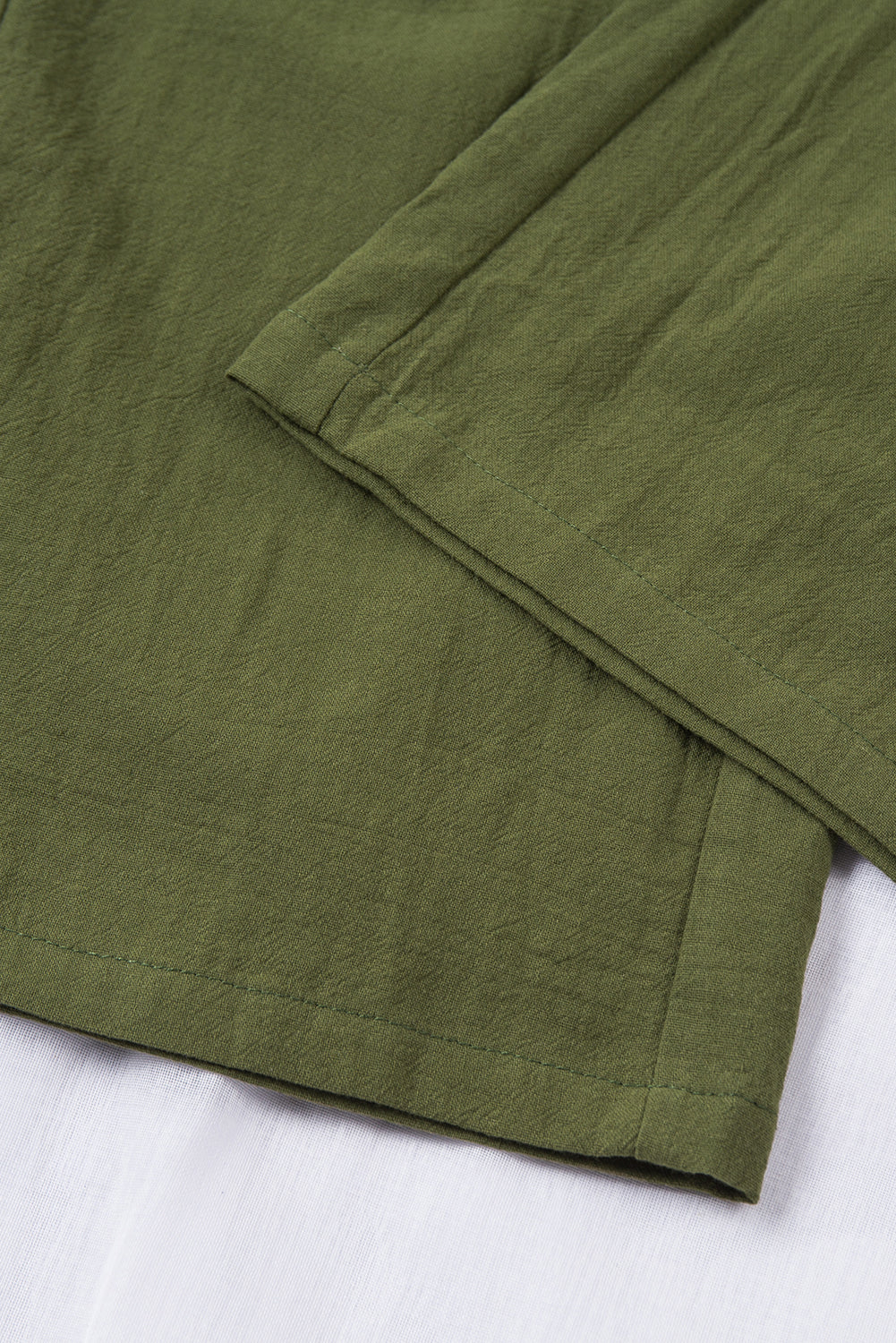 Groene elastische taille met trekkoord, zakken, lange rechte pijpen, broek