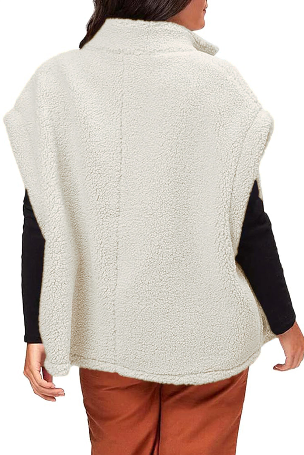 Beige Sherpa opstaande kraag jas vest