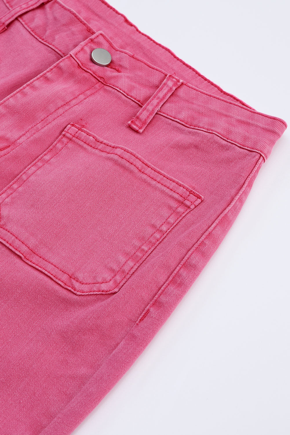 Roze enkellange flared jeans met ruwe zoom