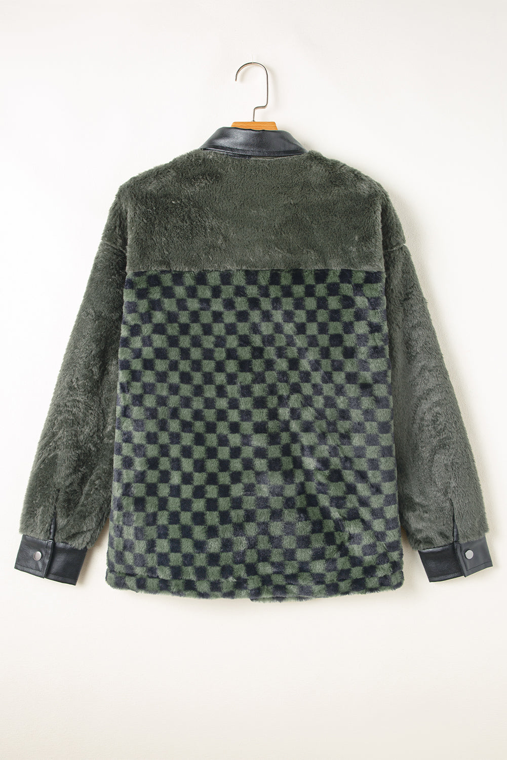 Vineyard Green Fleece Checkerboard Flap Pocket Drukknoop Jas