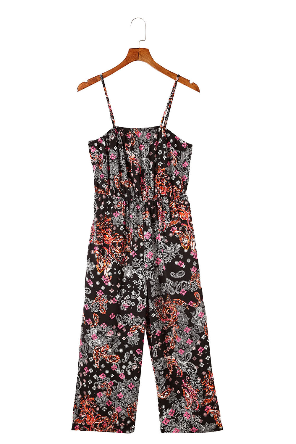 Zwarte cropped jumpsuit met gemengde paisleyprint