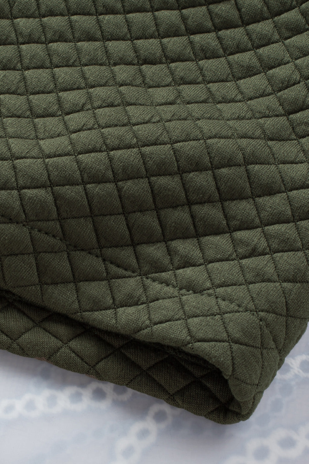 Groene Retro Quilted Flap Pocket Knoop Shacket