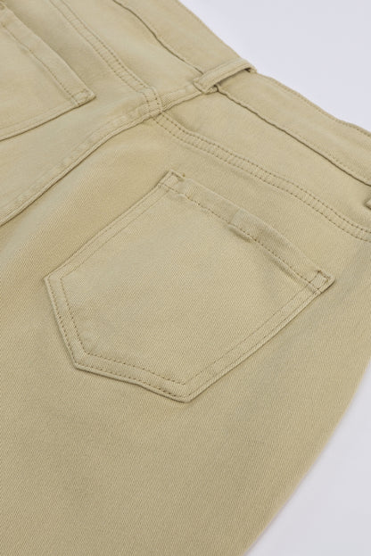 Khaki effen hoge taille casual broek