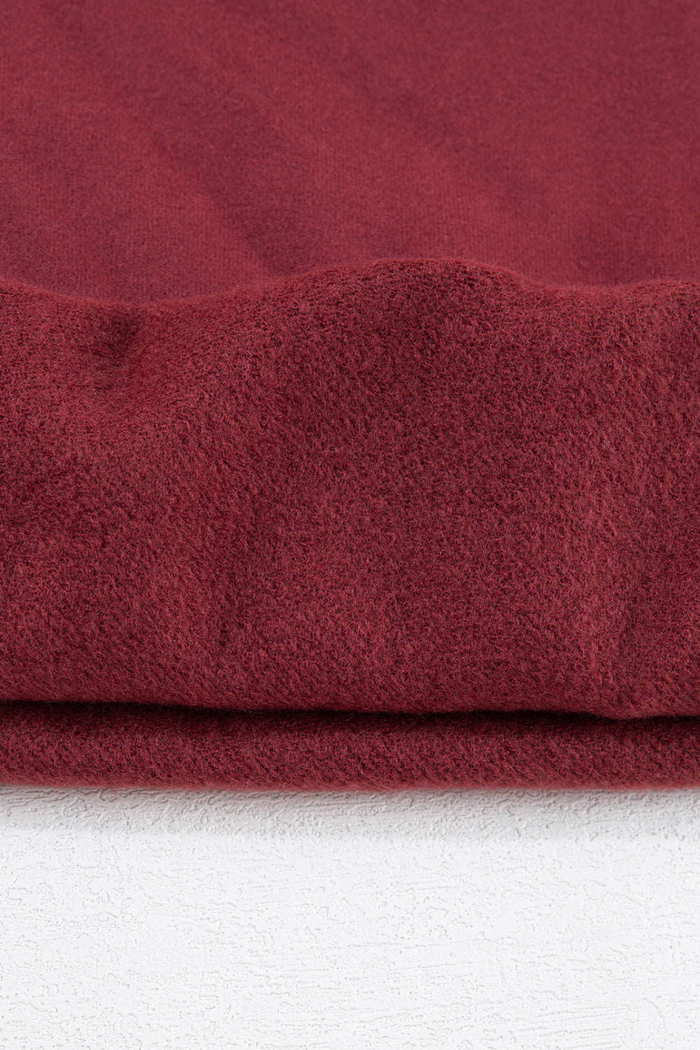 Burgundy Solid Fleece Lined Drop Shoulder Terry Sweatshirt