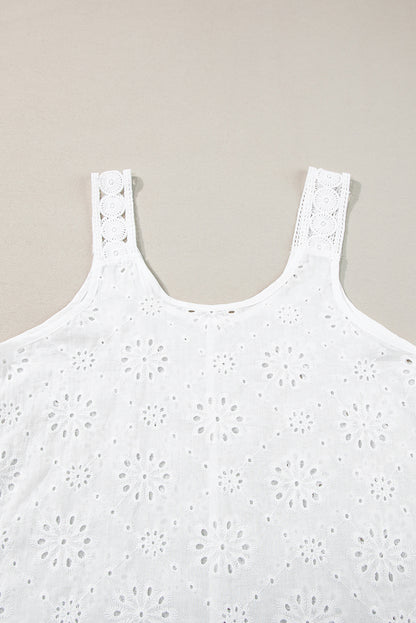 White Eyelet Embroidery Tank Top