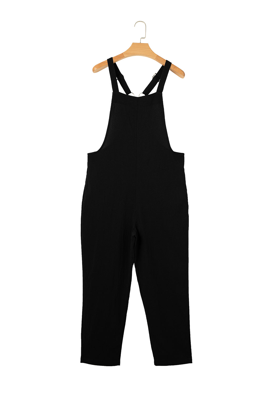 Zwarte verstelbare gespbandjes cropped jumpsuit